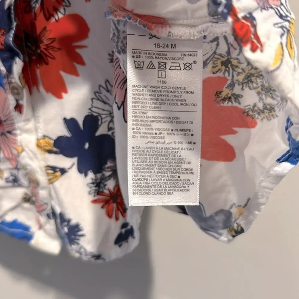Old Navy Baby Girl 18-24 Month White Floral Collared‎ Dress